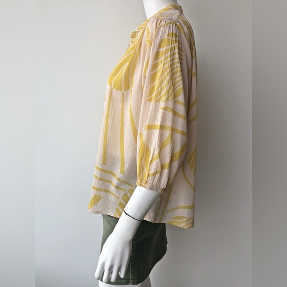 FRNCH Button Up Gauzy Blouse Green Apricot Small - Picture 4 of 11